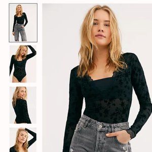 Free People Babes In Bandeaus Bodysuit Black NWT Size M